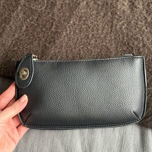 Black Pebbled Leather Clutch